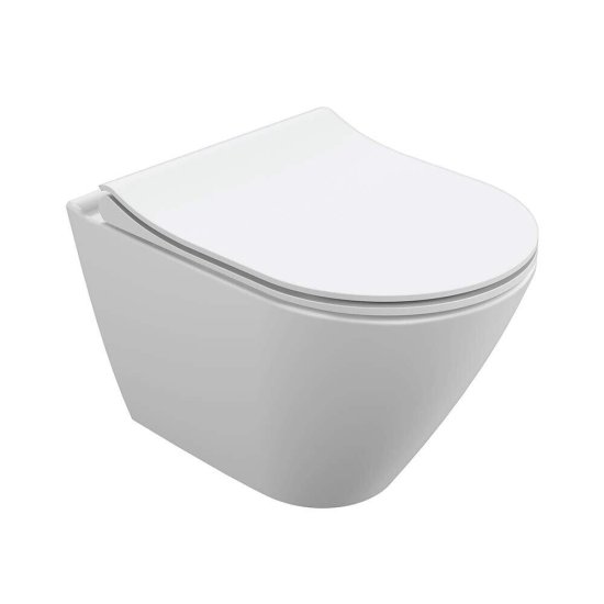 Унитаз подвесной сорт Коммерческий Модель 04 безободковый белый с сиденьем дюропласт микролифт (69221)