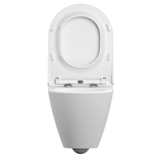 Унитаз подвесной сорт Коммерческий Модель 04 безободковый белый с сиденьем дюропласт микролифт (69221)