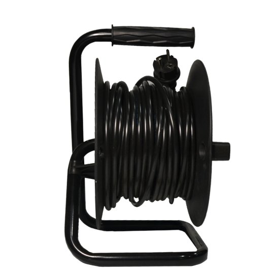 Удлинитель на катушке 3x1.5 50 м 4 розетки 3500 Вт с заземлением цвет черный