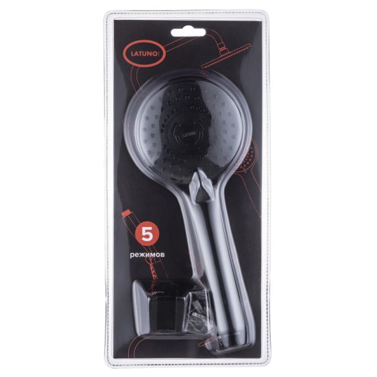 Душевой комплект Pura Latuno с лейкой с держателем черный (L80072B)