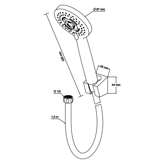 Душевой комплект Pura Latuno с лейкой с держателем сталь (L80072SS)