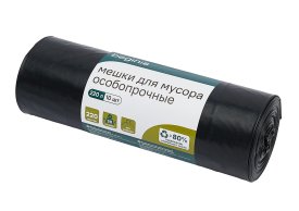 Мешок для бытового мусора Beginia 220 л 12x30 см полиэтилен 60 мкм черный 10 шт.
