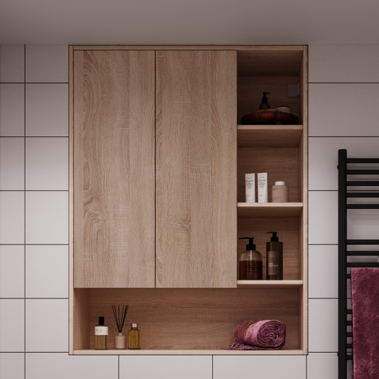 Шкаф для ванной комнаты без зеркала подвесной Vigo Matteo 89.5x116x30 см цвет дуб сонома