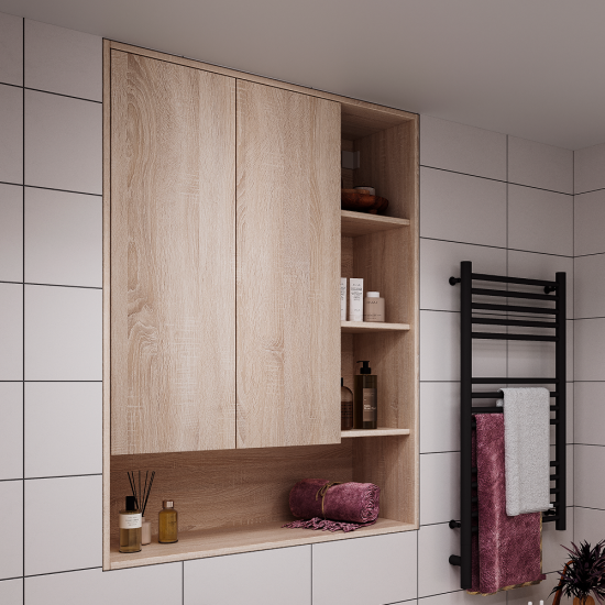 Шкаф для ванной комнаты без зеркала подвесной Vigo Matteo 89.5x116x30 см цвет дуб сонома