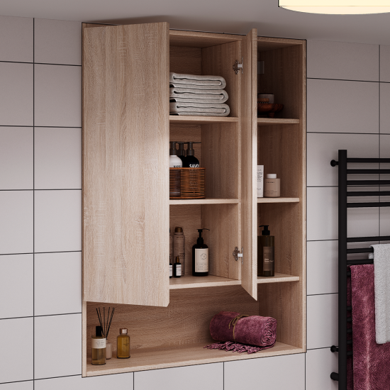 Шкаф для ванной комнаты без зеркала подвесной Vigo Matteo 89.5x116x30 см цвет дуб сонома