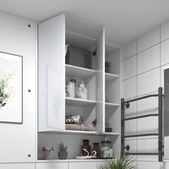 Шкаф для ванной комнаты без зеркала подвесной Vigo Milk 89.5x116x30 см цвет белый