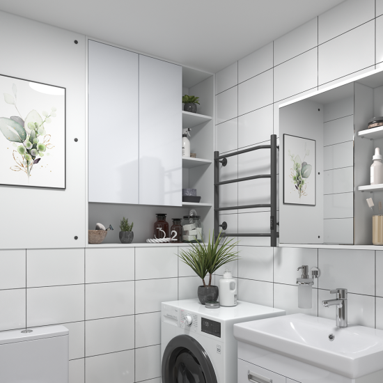 Шкаф для ванной комнаты без зеркала подвесной Vigo Milk 89.5x116x30 см цвет белый