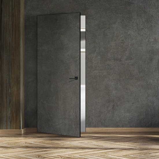 Дверь межкомнатная глухая Invisible Opt 60x200 см алюминий цвет белый с черной кромкой