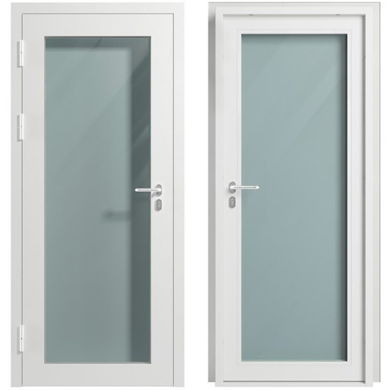 Дверь противопожарная Промет ДП-1-EIWS-60 со стеклом левая серый RAL 7035 950х2050 мм