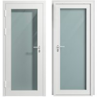 Дверь противопожарная Промет ДП-1-EIWS-60 со стеклом левая серый RAL 7035 850х2050 мм