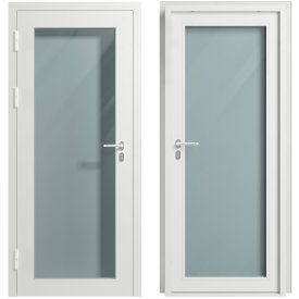 Дверь противопожарная Промет ДП-1-EIWS-60 со стеклом левая серый RAL 7035 850х2050 мм