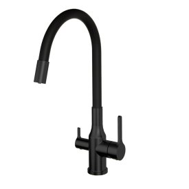 Смеситель для кухни Tokito черный с высоким изливом с подключением к фильтру однорычажный (TOK-AIS-1024BL)