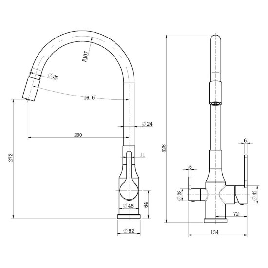 Смеситель для кухни Tokito черный с высоким изливом с подключением к фильтру однорычажный (TOK-AIS-1024BL)