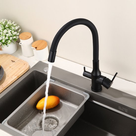 Смеситель для кухни Tokito черный с высоким изливом с подключением к фильтру однорычажный (TOK-AIS-1024BL)