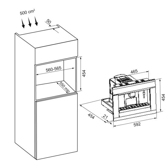 Кофемашина автоматическая встраиваемая Krona Onyx 45H Coffee BL Raven Black черная