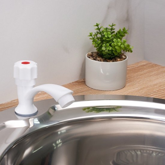 Кран для холодной воды для кухни РМС белый одновентильный (PL3-269F)