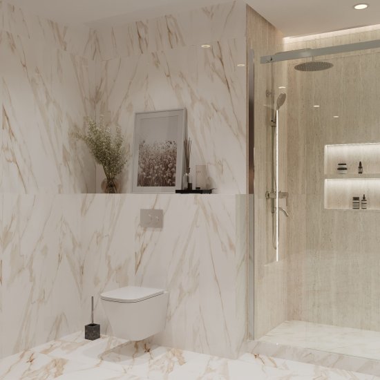 Керамогранит Lavelly Calacatta Imperia белый полированный 1200x600x8,5 мм (2 шт.=1,44 кв.м)