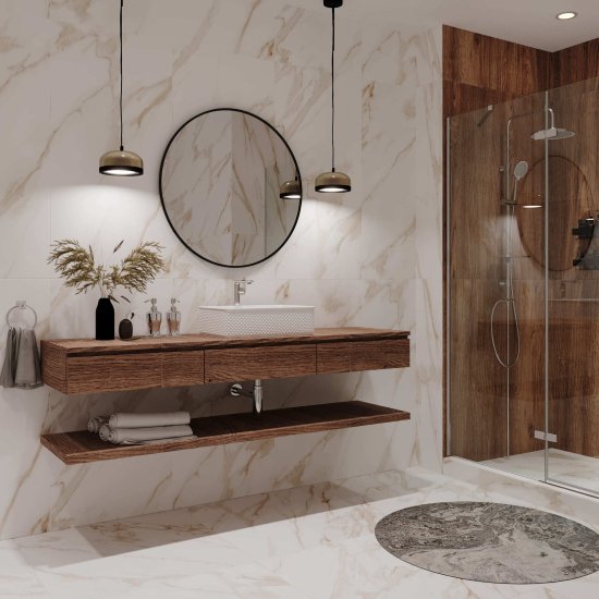 Керамогранит Lavelly Calacatta Imperia белый матовый 1200x600x8,5 мм (2 шт.=1,44 кв.м)