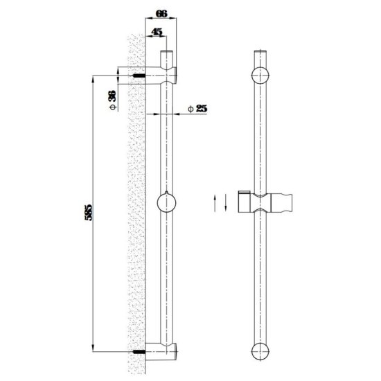 Штанга для душа Esko 700 мм без мыльницы нержавеющая сталь золото (SR725Gold)