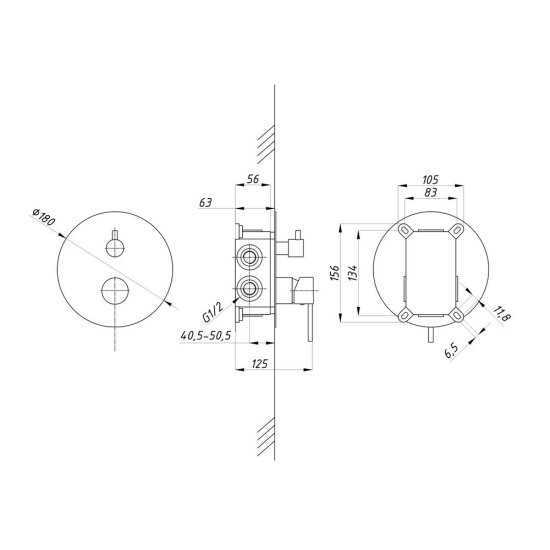Душевая система ПСМ-СТ-02 встраиваемая с верхним душем с лейкой хром (550392)