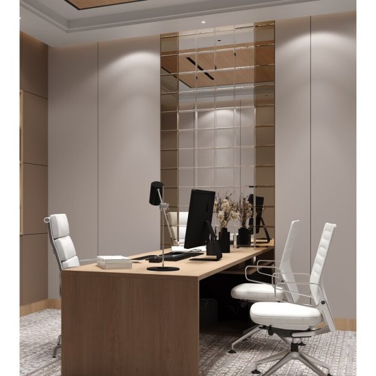 Плитка зеркальная квадратная 300х300х4 мм Continent серебряная с фацетом (4 шт.=0,36 кв.м)