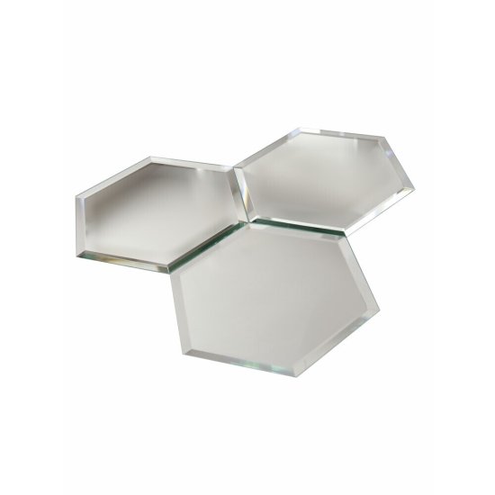 Плитка зеркальная шестигранная 250х210х4 мм Continent Соты серебряная с фацетом (4 шт.=0,21 кв.м)