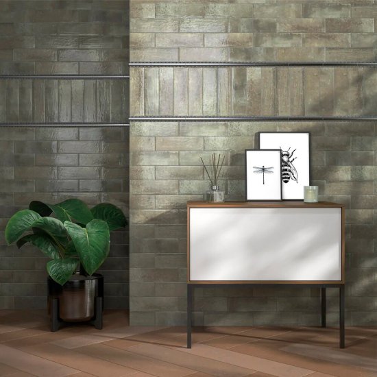 Плитка облицовочная Kerama Marazzi Тракай темно-зеленая глянцевая 285х85х8,5 мм (44 шт.=1,07 кв.м)