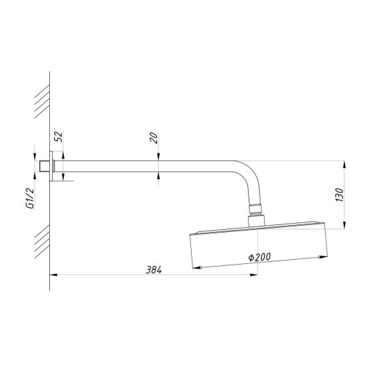 Душевая система ПСМ-СТ-01 встраиваемая с верхним душем без лейки хром (550390)