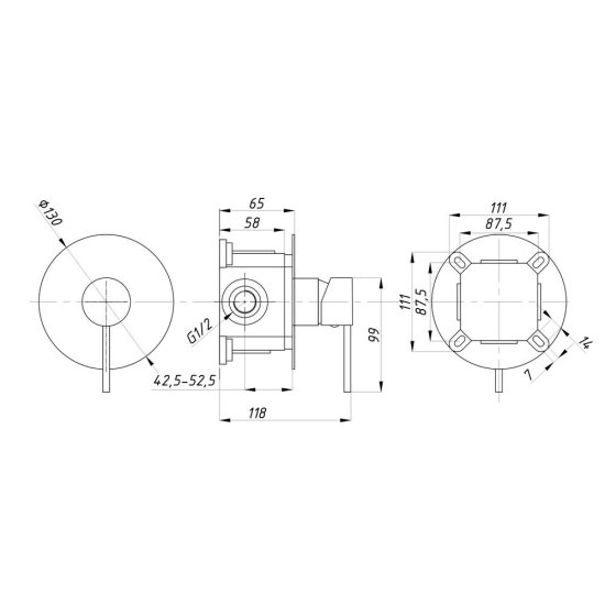 Душевая система ПСМ-СТ-01 встраиваемая с верхним душем без лейки хром (550390)
