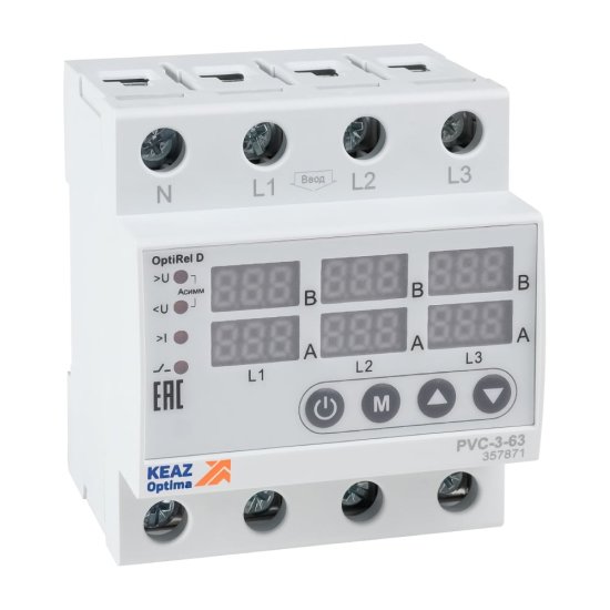 Реле напряжения КЭАЗ OptiRel D PVC-3-63