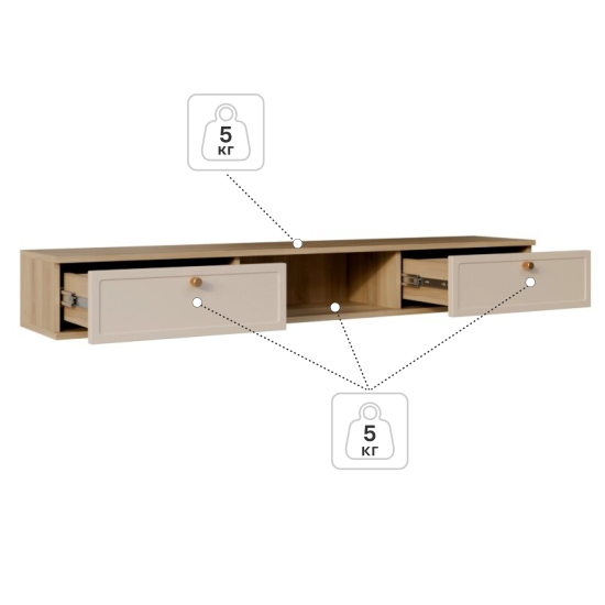 Тумба под телевизор KONSENSA Амьен 150x20x30 см ЛДСП цвет бежевый