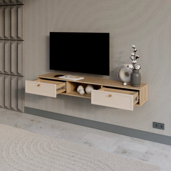 Тумба под телевизор KONSENSA Амьен 150x20x30 см ЛДСП цвет бежевый