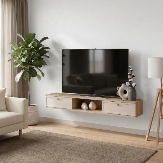 Тумба под телевизор KONSENSA Амьен 150x20x30 см ЛДСП цвет бежевый