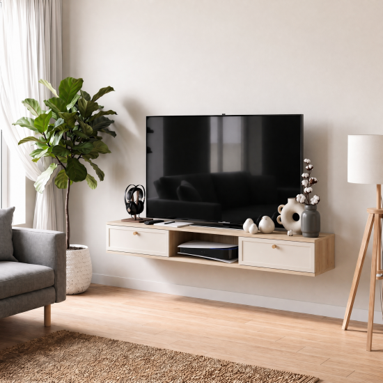 Тумба под телевизор KONSENSA Амьен 150x20x30 см ЛДСП цвет бежевый
