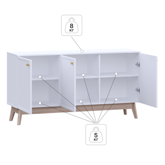 Тумба под телевизор KONSENSA Амьен 150x79x41.7 см ЛДСП цвет белый