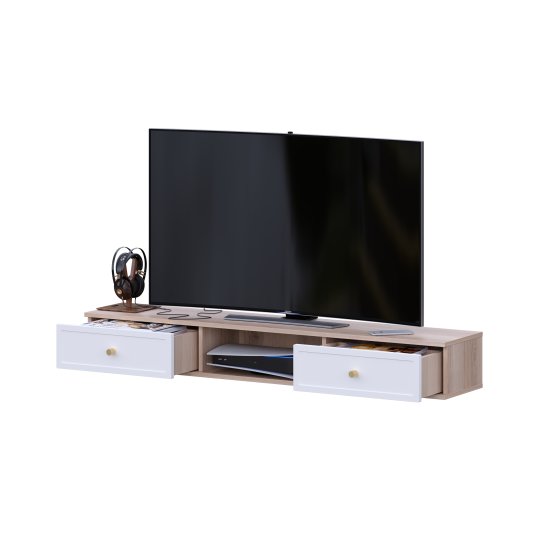 Тумба под телевизор KONSENSA Амьен 150x20x30 см ЛДСП цвет белый/коричневый
