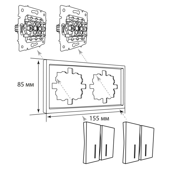 Рамка для розеток и выключателей Zima 2 поста цвет слоновая кость