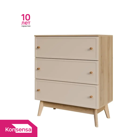 Комод KONSENSA Амьен 3 ящика 80x94x41.7 см ЛДСП цвет бежевый
