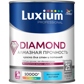 Краска для стен и потолков моющаяся Luxium Diamond матовая цвет прозрачный база BC 0.9 л