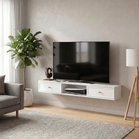 Тумба под телевизор KONSENSA Амьен 150x20x30 см ЛДСП цвет белый