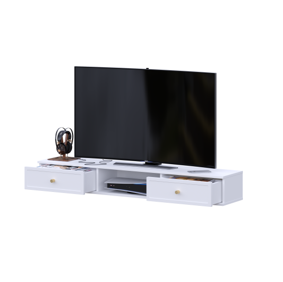 Тумба под телевизор KONSENSA Амьен 150x20x30 см ЛДСП цвет белый