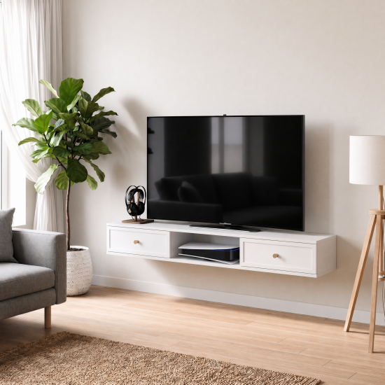Тумба под телевизор KONSENSA Амьен 150x20x30 см ЛДСП цвет белый