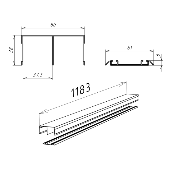 Комплект направляющих для раздвижных дверей KONSENSA 118.3 см цвет черный