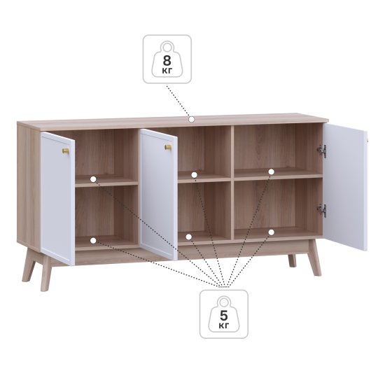 Тумба под телевизор KONSENSA Амьен 150x79x41.7 см ЛДСП цвет белый/коричневый