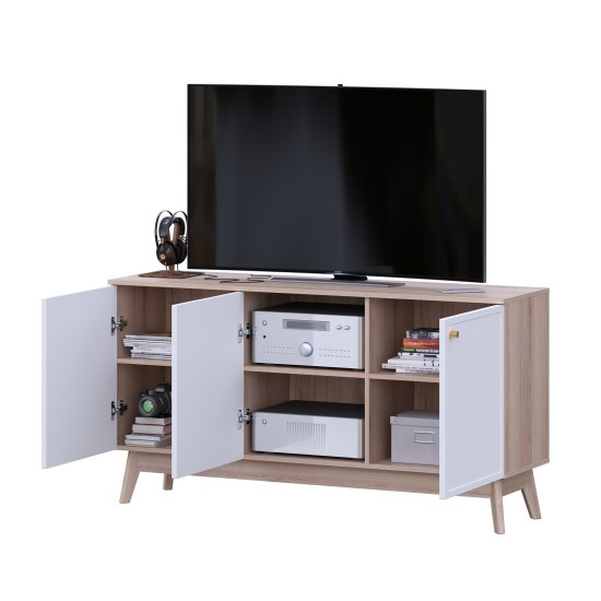Тумба под телевизор KONSENSA Амьен 150x79x41.7 см ЛДСП цвет белый/коричневый