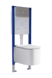 Комплект инсталляция Grant с унитазом Vortex Торнадо безободковый с микролифтом клавиша цвет хром