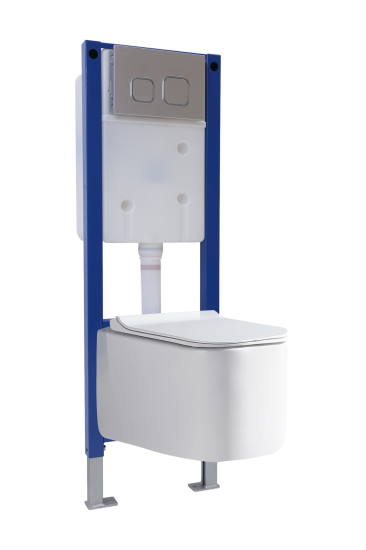 Комплект инсталляция Grant с унитазом Vortex Торнадо безободковый с микролифтом клавиша цвет хром