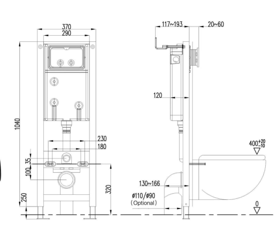 Комплект инсталляция Grant с унитазом Vortex Торнадо безободковый с микролифтом клавиша цвет хром
