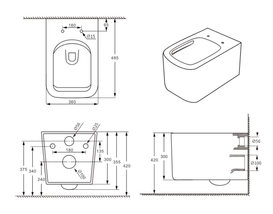 Комплект инсталляция Grant с унитазом Vortex Торнадо безободковый с микролифтом клавиша цвет хром