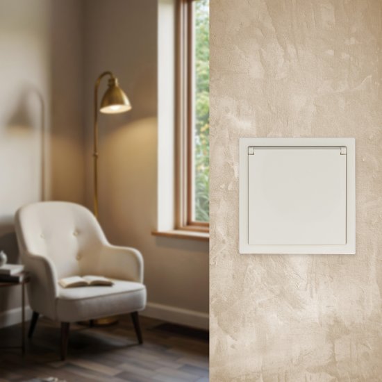 Розетка встраиваемая Zima с заземлением с крышкой цвет слоновая кость